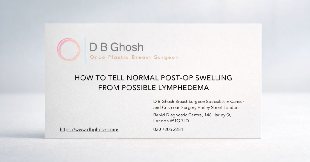 How to Tell Normal Post-Op Swelling From Possible Lymphedema D B Ghosh Breast Surgeon London