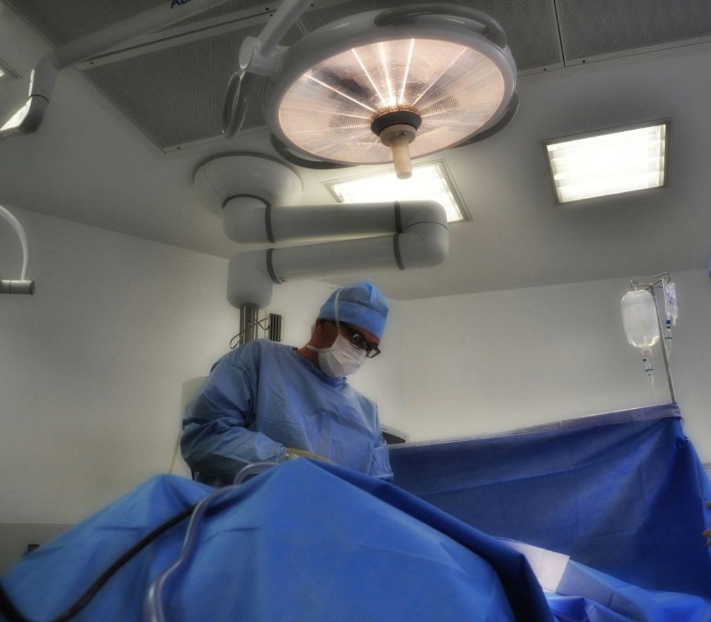 A photo of breast surgery taking place