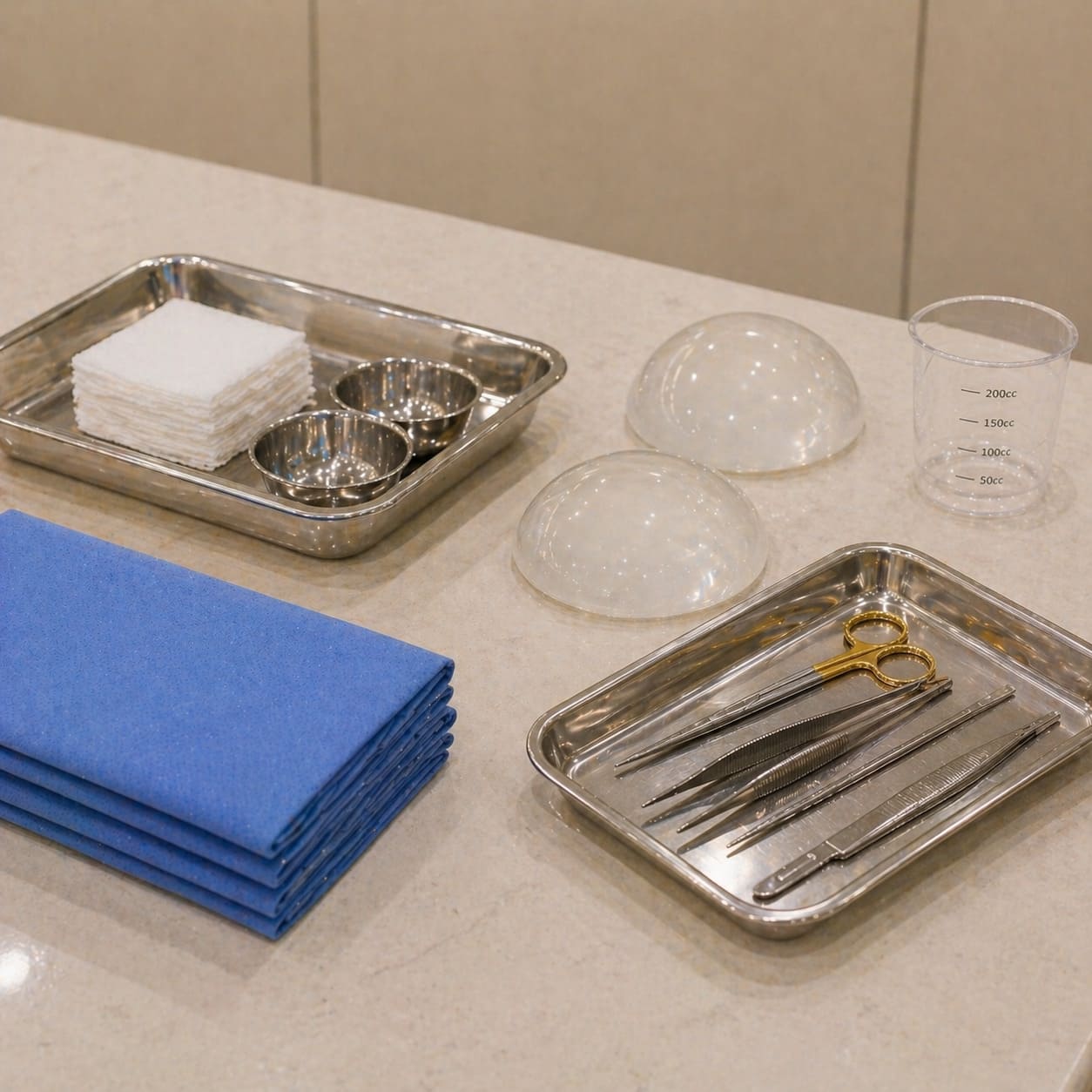 Breast Lift Surgical Instruments and Implants – Medical Still Life Detail
