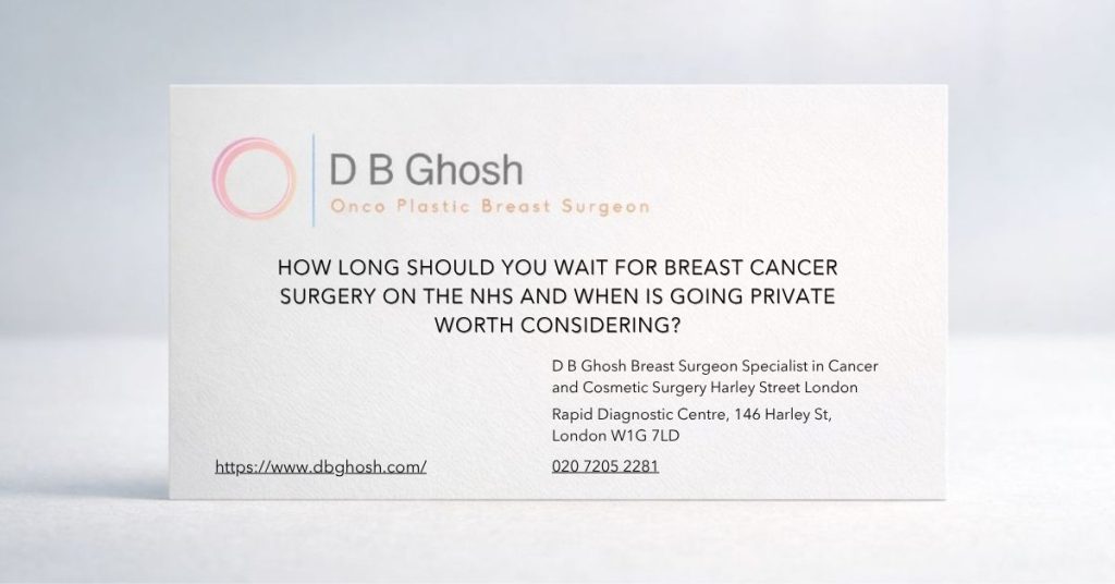 How long should you wait for breast cancer surgery on the NHS and when is going private worth considering-D B Ghosh Breast Surgeon London