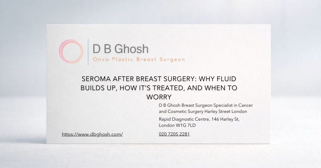 Seroma After Breast Surgery Why Fluid Builds Up, How It’s Treated, and When to Worry-D B Ghosh Breast Surgeon London